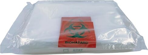 Biohazard Specimen Bag By Dasher's Spice & Beans | 8"x10" Zip Top | with Pouch for Paperwork | 100 ct in Kuwait
