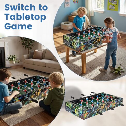 GYMAX Foosball Table, 37 Inch Soccer Table Game with 2 Balls, Manual Scorers, Sturdy MDF Construction for Game Room, Home, Office, Family Night in Saudi Arabia