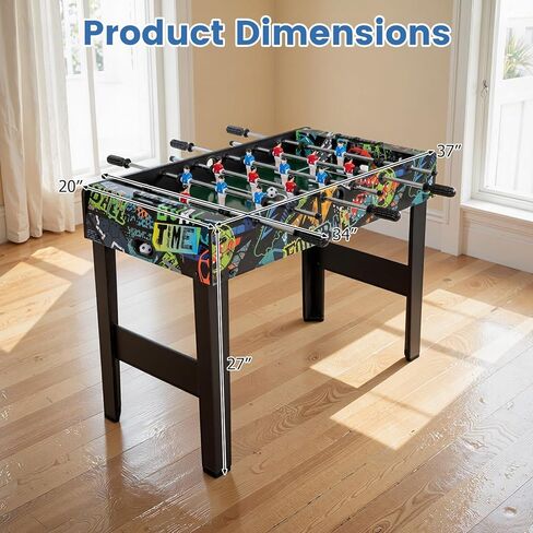 GYMAX Foosball Table, 37 Inch Soccer Table Game with 2 Balls, Manual Scorers, Sturdy MDF Construction for Game Room, Home, Office, Family Night in Saudi Arabia