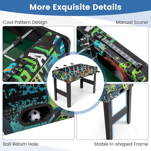 GYMAX Foosball Table, 37 Inch Soccer Table Game with 2 Balls, Manual Scorers, Sturdy MDF Construction for Game Room, Home, Office, Family Night in Saudi Arabia