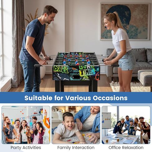 GYMAX Foosball Table, 37 Inch Soccer Table Game with 2 Balls, Manual Scorers, Sturdy MDF Construction for Game Room, Home, Office, Family Night in Saudi Arabia