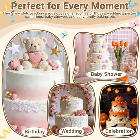 Cake Tier Stacking Kit for 4-Layer Cake, White Cake Boards 10’’-8’’-6’’-4’’ with Parchment Paper Rounds, Wooden Dowels, Straw Dowels for Baking, Wedding, Birthday in Kuwait