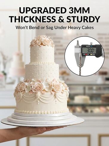 12 عبوة من ألواح الكيك المستديرة المتنوعة (6، 8، 10، 12 بوصة)، قواعد كيك من الورق المقوى الأبيض القوي بسمك 3 مم، دوائر كيك مقاومة للدهون ومقاومة للماء للكعك المتدرج وأعياد الميلاد والخبز متعدد الأحجام (3 من كل واحدة) in Kuwait