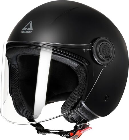 TRIANGLE Open Face Motorcycle Helmet 3/4 Half Helmets with Clear Visor for Men Women DOT Approved in Kuwait