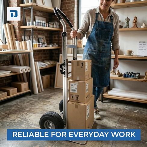 Dutro Aluminum Folding Hand Truck, 500 lb Capacity Heavy Duty Dolly, 10 Inch Flat Free Wheels, Cast Aluminum Nose Plate, Lightweight Collapsible Utility Cart for Warehouse and Moving in Saudi Arabia
