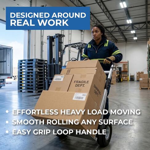 Dutro Aluminum Folding Hand Truck, 500 lb Capacity Heavy Duty Dolly, 10 Inch Flat Free Wheels, Cast Aluminum Nose Plate, Lightweight Collapsible Utility Cart for Warehouse and Moving in Saudi Arabia