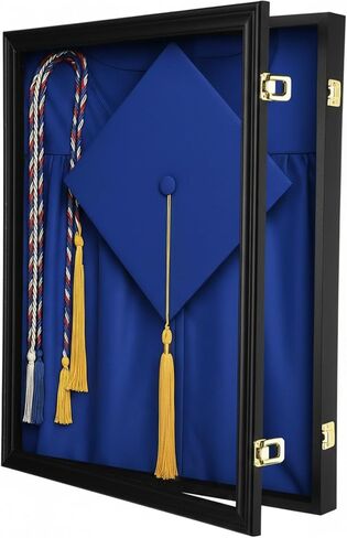 17"x23" Graduation Shadow Box Frame Large Wood Display Case with Stick Pins Hanging Hardware Graduation Gown Display Memory Box for Cap Gown Diploma Stole Cords Keepsake(Blue) in Kuwait