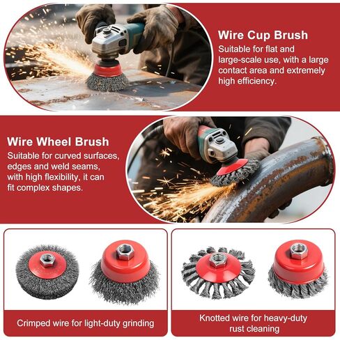 8 قطع فرشاة سلكية لطاحونة الزوايا، عجلات سلكية لطاحونة الزوايا، عجلة أسلاك من الفولاذ الكربوني معقودة بطول 4 بوصة مع عمود خيط M14، فرشاة كوب لإزالة الصدأ، تنظيف ثقيل in Kuwait