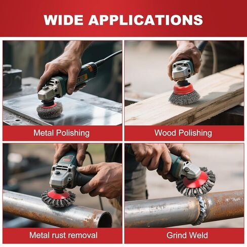 8 قطع فرشاة سلكية لطاحونة الزوايا، عجلات سلكية لطاحونة الزوايا، عجلة أسلاك من الفولاذ الكربوني معقودة بطول 4 بوصة مع عمود خيط M14، فرشاة كوب لإزالة الصدأ، تنظيف ثقيل in Kuwait