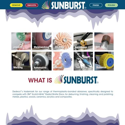 دبابيس Dedeco Sunburst للأدوات الدوارة - دبابيس 3 مم، ملحقات أدوات دوارة لتلميع وتلميع البلاستيك الحراري الدقيق، 400 حبيبة دقيقة، أكسيد الألومنيوم - 100 عبوة in Kuwait