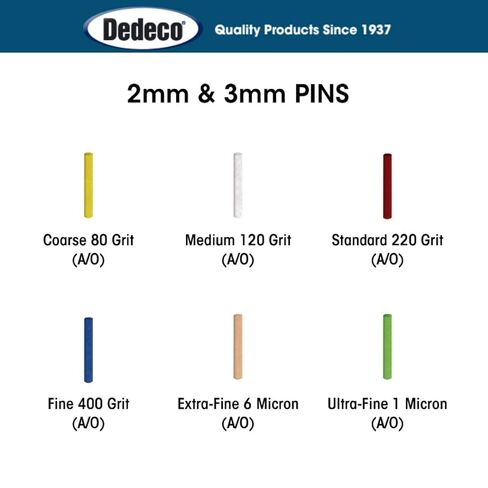 دبابيس Dedeco Sunburst للأدوات الدوارة - دبابيس 3 مم، ملحقات أدوات دوارة لتلميع وتلميع البلاستيك الحراري الدقيق، 400 حبيبة دقيقة، أكسيد الألومنيوم - 100 عبوة in Kuwait