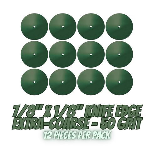 عجلة كاشطة مطاطية من Dedeco Sunburst للأداة الدوارة - عجلة حافة سكين 7/8 بوصة (22 مم)، ملحقات أدوات دوارة تلميع، خشنة للغاية 50 حبيبة، أكسيد الألومنيوم باللون الأخضر الداكن - 12 قطعة في كل عبوة in Kuwait