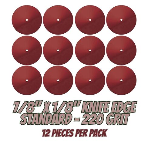 عجلة كاشطة مطاطية من Dedeco Sunburst للأداة الدوارة - عجلة حافة السكين 7/8 بوصة (22 مم)، ملحقات الأدوات الدوارة للتشطيب والتلميع، أحمر (قياسي) 220 حبيبة، أكسيد الألومنيوم - 12 قطعة في كل عبوة in Kuwait