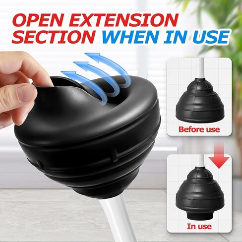 مكبس مرحاض عالي التحمل مع حامل - قطر كبير جدًا وتصميم تجويف معزز لإزالة الانسداد بقوة، مكبس مرحاض عديم الرائحة لإكسسوارات الحمام ومستلزمات التنظيف، أبيض in Kuwait