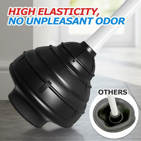 مكبس مرحاض عالي التحمل مع حامل - قطر كبير جدًا وتصميم تجويف معزز لإزالة الانسداد بقوة، مكبس مرحاض عديم الرائحة لإكسسوارات الحمام ومستلزمات التنظيف، أبيض in Kuwait