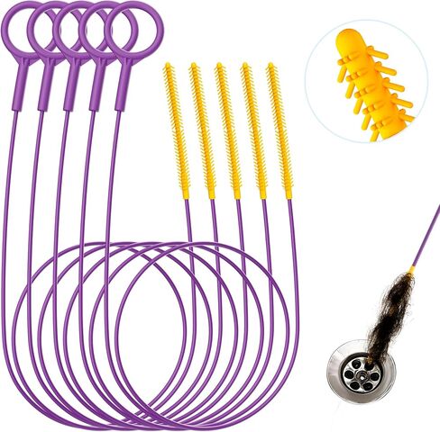 35-Inch Metal Drain Snake Hair Clog Remover, Reusable Sink Snake Drain Hair Remover Tool, Flexible Break-Resistant Plumbing Snake Drain Cleaner for Shower, Bathtub, and Kitchen Sink (5 Pack) in Kuwait