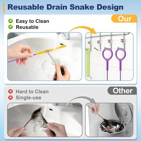 35-Inch Metal Drain Snake Hair Clog Remover, Reusable Sink Snake Drain Hair Remover Tool, Flexible Break-Resistant Plumbing Snake Drain Cleaner for Shower, Bathtub, and Kitchen Sink (5 Pack) in Kuwait