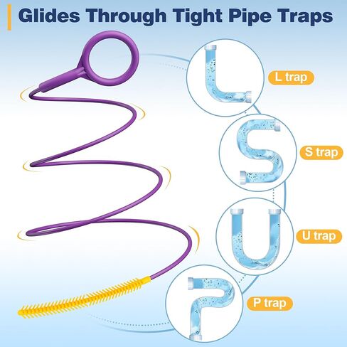 35-Inch Metal Drain Snake Hair Clog Remover, Reusable Sink Snake Drain Hair Remover Tool, Flexible Break-Resistant Plumbing Snake Drain Cleaner for Shower, Bathtub, and Kitchen Sink (5 Pack) in Kuwait