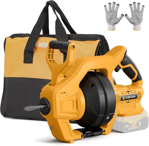 Cordless Drain Auger Compatible with De-walt 20V Battery, Auto-Feed Plumbing Drain Snake with 23.62FT Replaceable Cable, Drain Clog Cleaner Tool for Sink, Toilet, Bathtub, Sewer (Battery Not Included) in Kuwait