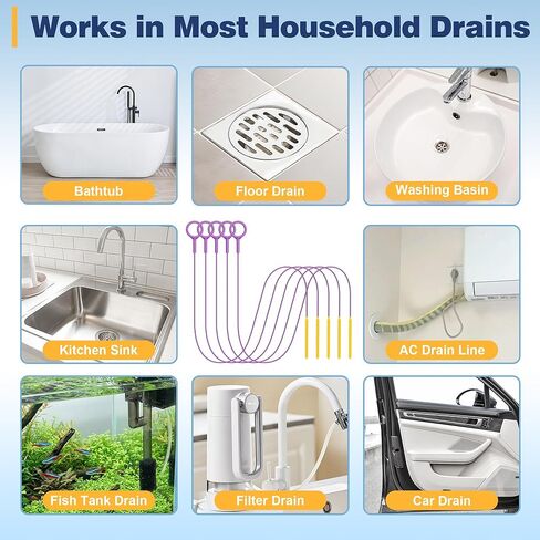 35-Inch Metal Drain Snake Hair Clog Remover, Reusable Sink Snake Drain Hair Remover Tool, Flexible Break-Resistant Plumbing Snake Drain Cleaner for Shower, Bathtub, and Kitchen Sink (5 Pack) in Kuwait