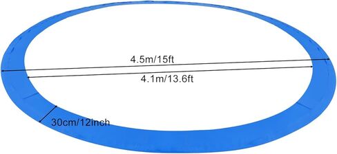 وسادة الترامبولين 15FT 16FT 14FT 12FT 10FT 8FT وسادة أمان بديلة للترامبولين، مقاومة للماء، مقاومة للتمزق، غطاء زنبركي آمن مقاوم للشمس، وسادة إطار دائرية، استبدال وسادة الترامبولين (15FT أزرق) in Kuwait