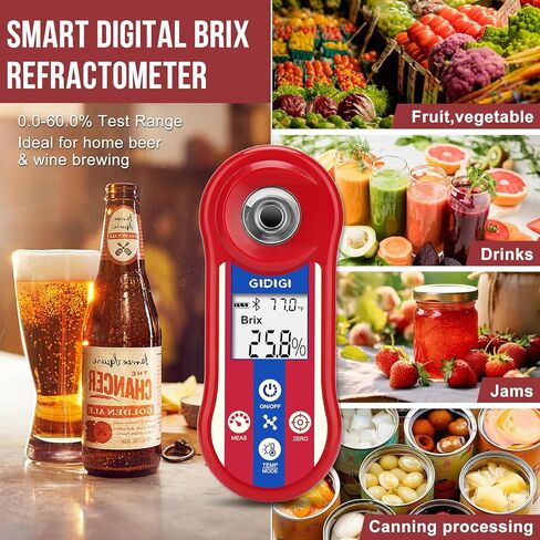 Digital Brix & Salinity Refractometer, Smart Sugar Test 0.0-60%,Salt Refractometer for Saltwater 0.0-24% with ATC,Portable Brix Tester Brix Meter for Fruit,Wine&Beer Brewing,Juice,Coffee in Kuwait