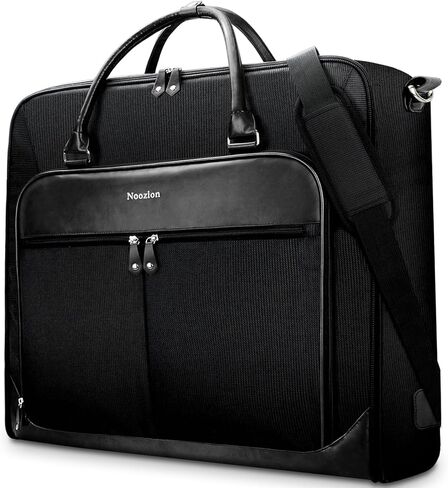 حقيبة ملابس السفر الجلدية الكبيرة تحمل حقيبة بدلة مع حزام لأعمال حقيبة حقيبة حقيبة للأعمال للرجال نساء (أسود) in Kuwait