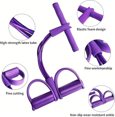 Multifunction Tension Rope, 6-Tube Elastic Yoga Pedal Puller Resistance Band, Natural Latex Tension Rope Fitness Equipment, for Abdomen/Waist/Arm/Leg Stretching Slimming Training in Saudi Arabia