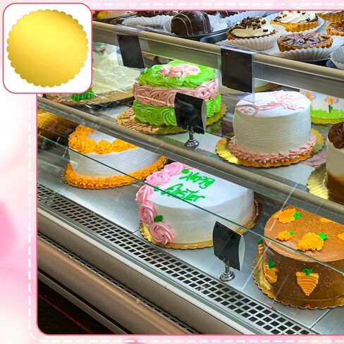 50 Pack Gold Cake Boards 12 Inch Round Disposable Cake Circle Base Board Valentine's Day Cakes Cardboard Rounds Scallop Edge Grease Proof Coated Plate for Wedding Christmas Birthday Dessert in Saudi Arabia