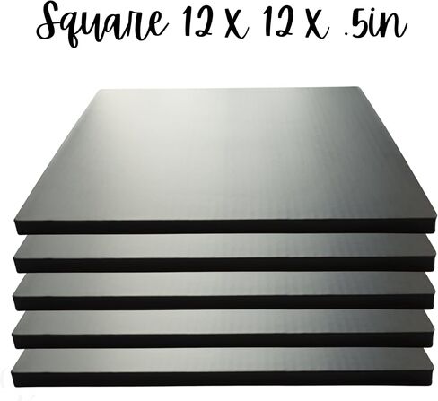 لوح طبل الكيك الاحترافي، مربع أسود، عالي التحمل، 12 × 12 بوصة، سمك 1/2 بوصة، 5 عبوات in Kuwait