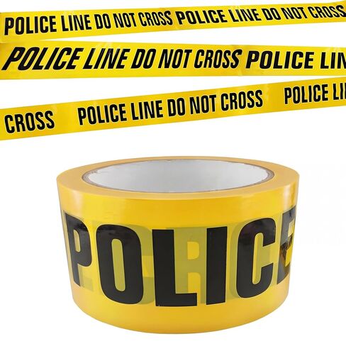 شريط مسرح الجريمة - خط شرطة أصفر بطول 328 قدمًا × 3 بوصات لا يعبر | لفة شريط تحذير كبيرة للهالوين، المنزل المسكون، ديكورات الحفلات، مسرح الجريمة، ديكور الهالوين in Kuwait