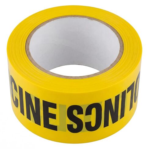 شريط مسرح الجريمة - خط شرطة أصفر بطول 328 قدمًا × 3 بوصات لا يعبر | لفة شريط تحذير كبيرة للهالوين، المنزل المسكون، ديكورات الحفلات، مسرح الجريمة، ديكور الهالوين in Kuwait