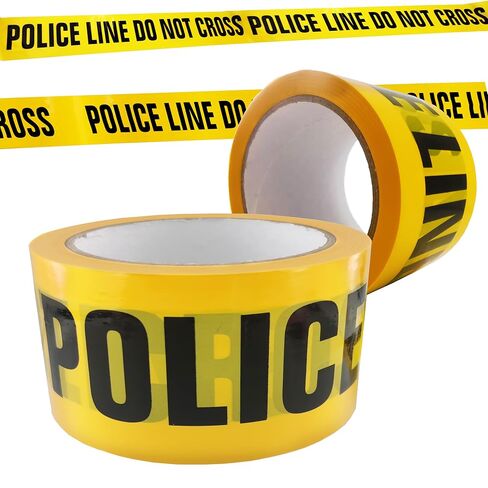شريط مسرح الجريمة - خط شرطة أصفر بطول 328 قدمًا × 3 بوصات لا يعبر | لفة شريط تحذير كبيرة للهالوين، المنزل المسكون، ديكورات الحفلات، مسرح الجريمة، ديكور الهالوين in Kuwait