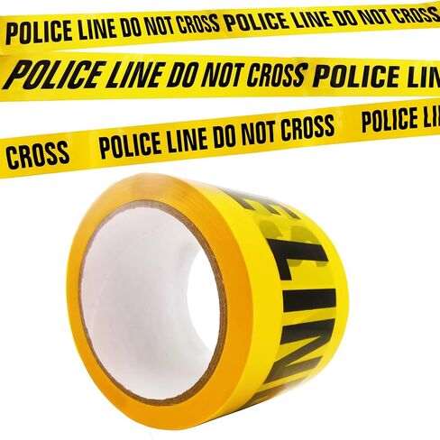 شريط مسرح الجريمة - خط شرطة أصفر بطول 328 قدمًا × 3 بوصات لا يعبر | لفة شريط تحذير كبيرة للهالوين، المنزل المسكون، ديكورات الحفلات، مسرح الجريمة، ديكور الهالوين in Kuwait