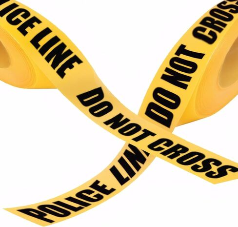 شريط مسرح الجريمة - خط شرطة أصفر بطول 328 قدمًا × 3 بوصات لا يعبر | لفة شريط تحذير كبيرة للهالوين، المنزل المسكون، ديكورات الحفلات، مسرح الجريمة، ديكور الهالوين in Kuwait