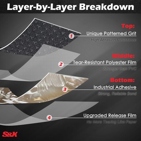 شريط مضاد للانزلاق منقوش من S&X - 3 بوصة × 60 قدم، شريط أسود غير قابل للانزلاق مع سطح حبيبي مزخرف للسلالم والأرضيات والمنحدرات - مقاوم للماء، شديد التحمل in Kuwait