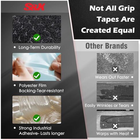 شريط مضاد للانزلاق منقوش من S&X - 3 بوصة × 60 قدم، شريط أسود غير قابل للانزلاق مع سطح حبيبي مزخرف للسلالم والأرضيات والمنحدرات - مقاوم للماء، شديد التحمل in Kuwait