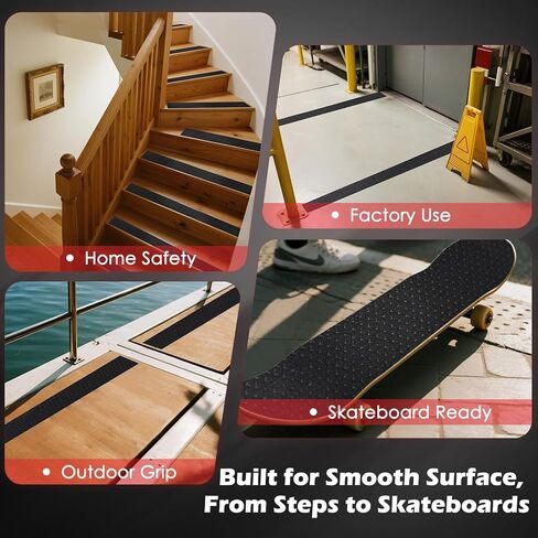 شريط مضاد للانزلاق منقوش من S&X - 3 بوصة × 60 قدم، شريط أسود غير قابل للانزلاق مع سطح حبيبي مزخرف للسلالم والأرضيات والمنحدرات - مقاوم للماء، شديد التحمل in Kuwait