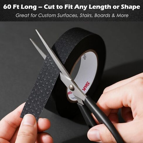 شريط مضاد للانزلاق منقوش من S&X - 3 بوصة × 60 قدم، شريط أسود غير قابل للانزلاق مع سطح حبيبي مزخرف للسلالم والأرضيات والمنحدرات - مقاوم للماء، شديد التحمل in Kuwait