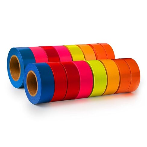 Pack of 16 Colored Flagging Tape Assorted Colors Trail Marking Tape Outdoor Non-Adhesive Surveyors Tape, Flagging Ribbon Tape 1" x 150-Feet (2,400 Feet Total) in Kuwait