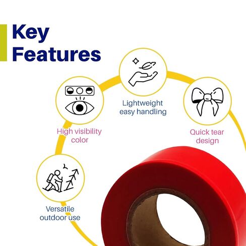 Pack of 16 Colored Flagging Tape Assorted Colors Trail Marking Tape Outdoor Non-Adhesive Surveyors Tape, Flagging Ribbon Tape 1" x 150-Feet (2,400 Feet Total) in Kuwait