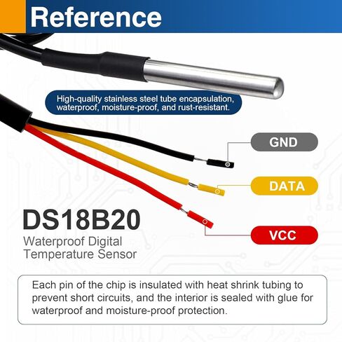 4 عبوات DS18B20 مسبار مستشعر درجة الحرارة المقاوم للماء، مستشعر رقمي من الفولاذ المقاوم للصدأ مع كابل محول، متوافق مع Arduino، Raspberry Pi، ESP32 in Kuwait