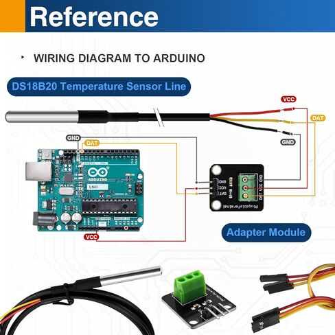 4 عبوات DS18B20 مسبار مستشعر درجة الحرارة المقاوم للماء، مستشعر رقمي من الفولاذ المقاوم للصدأ مع كابل محول، متوافق مع Arduino، Raspberry Pi، ESP32 in Kuwait