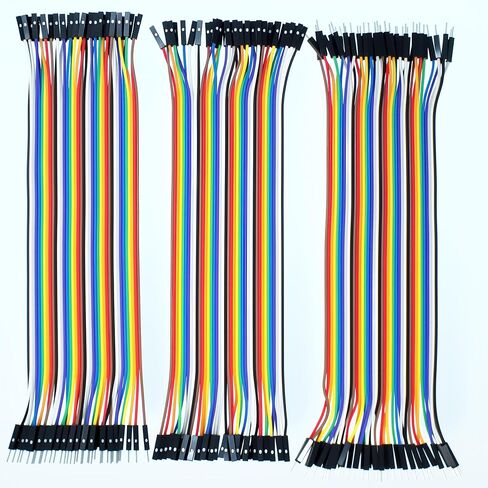 120 قطعة من سلك دوبونت متعدد الألوان 40 سنًا ذكر إلى أنثى، 40 سنًا M/M، 40 سنًا F/F مجموعة كابلات شريط توصيل لوحة الخبز المتوافقة مع مشاريع Arduino (20 سم/8 بوصة) in Kuwait