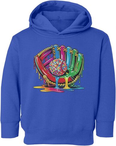 Dripping Baseball Glove Ice Cream Drip Sports Fans Toddler Hooded Sweatshirt in Saudi Arabia
