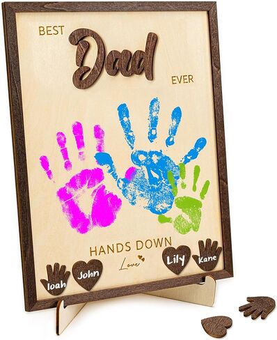 10 "عيد الآباء هدايا أبي للأب من الأطفال ، أفضل أبي على الإطلاق لافتة ، هدايا عيد الأب المخصصة من الابنة ، الابن ، هدايا أبي شخصية ، هدية مخصصة DIY لأبي (Handprint) in Kuwait
