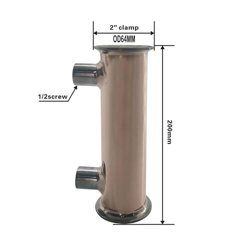 مكثف التقطير بمشبك نحاسي، مشبك 2 بوصة (51 مم) مكثف OD64 مم، 6 قطع من 12 أنبوبًا نحاسيًا. مزيل البلغم، ارتداد (فضي) in Kuwait