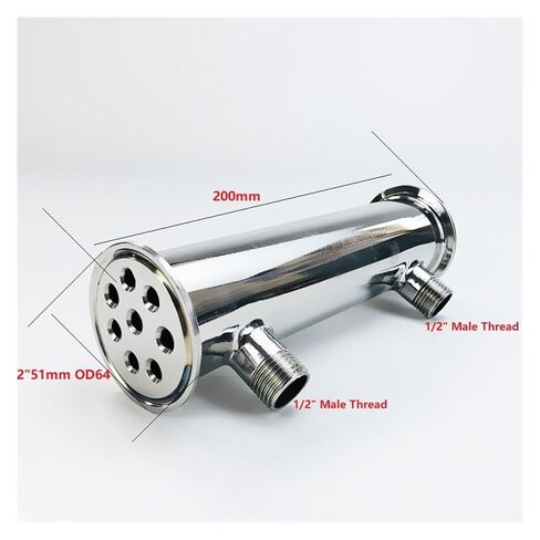 2" 51mm(OD64mm) Dephlegmator, Reflux,Distiller Condenser. Length 200mm,with 1/2" Male Tread,Steel 304 in Saudi Arabia