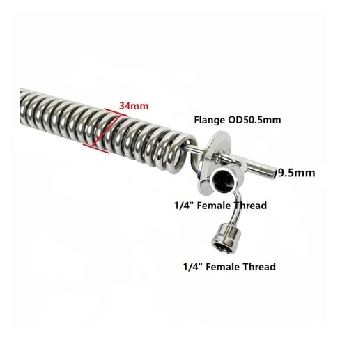 شفة ملف تبريد طويلة من النوع ثلاثي المشبك OD50.5mm، مكثف التقطير، أنبوب OD 6 مم، L-590 مم، ارتداد، ديمروث، ستانلس ستيل 304 in Kuwait