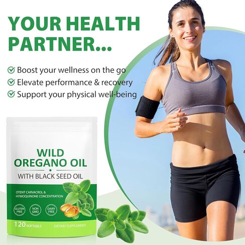 كبسولات هلامية من زيت الأوريجانو البري مع زيت الحبة السوداء - 6000 مجم لكل حصة | 120 كبسولة | نباتي، غير معدل وراثيًا، وعالي الكارفاكرول (165 مجم) + حيوية داعمة بشكل طبيعي (عبوة واحدة) in Saudi Arabia